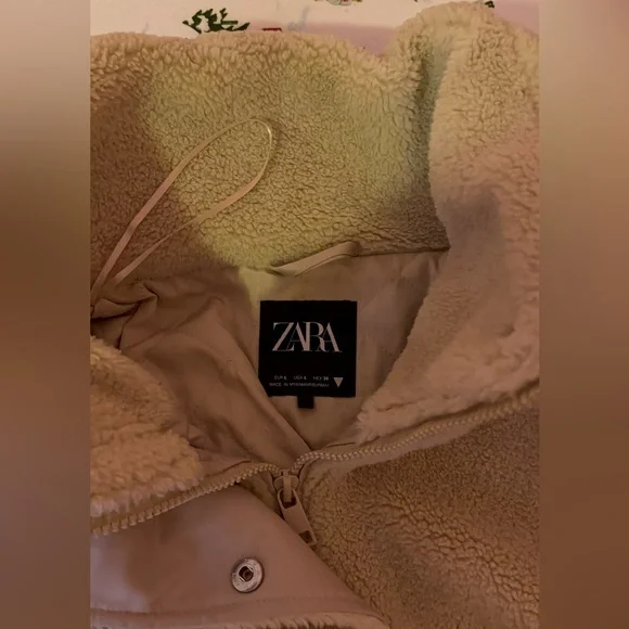 Zara Cream Teddy Jacket - Picture 2 of 5